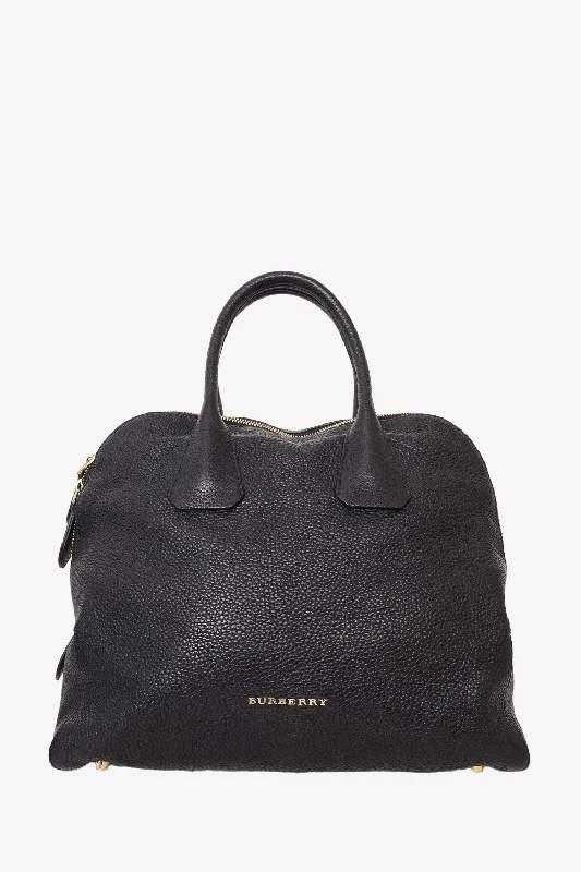 Burberry Black Grained Leather Greenwood Top Handle Bag