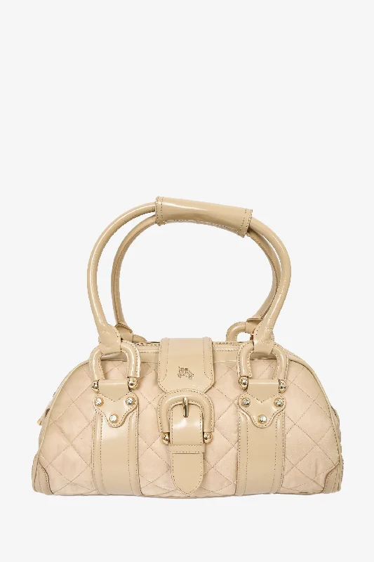 Burberry London Beige Quilted Nylon 'Manor' Bag