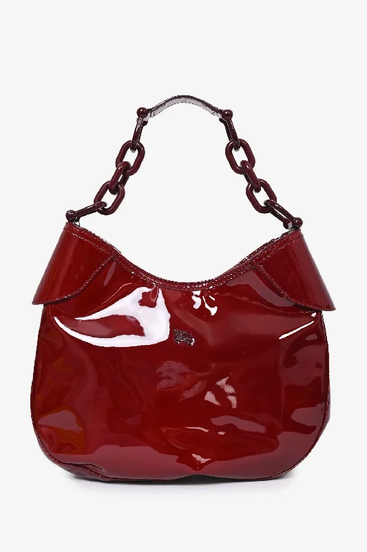 Burberry Red Patent Leather Shoulder Bag