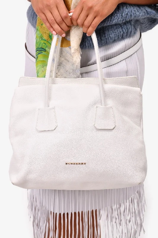 Burberry White Leather 'Baynard' Shoulder Bag