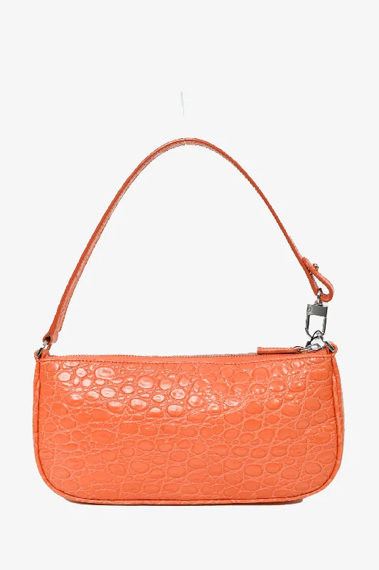 By Far Orange Embossed Shoulder Bag