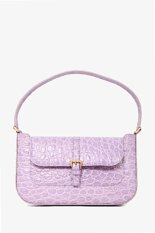 By Far Purple Croc Embossed 'Miranda' Shoulder Bag