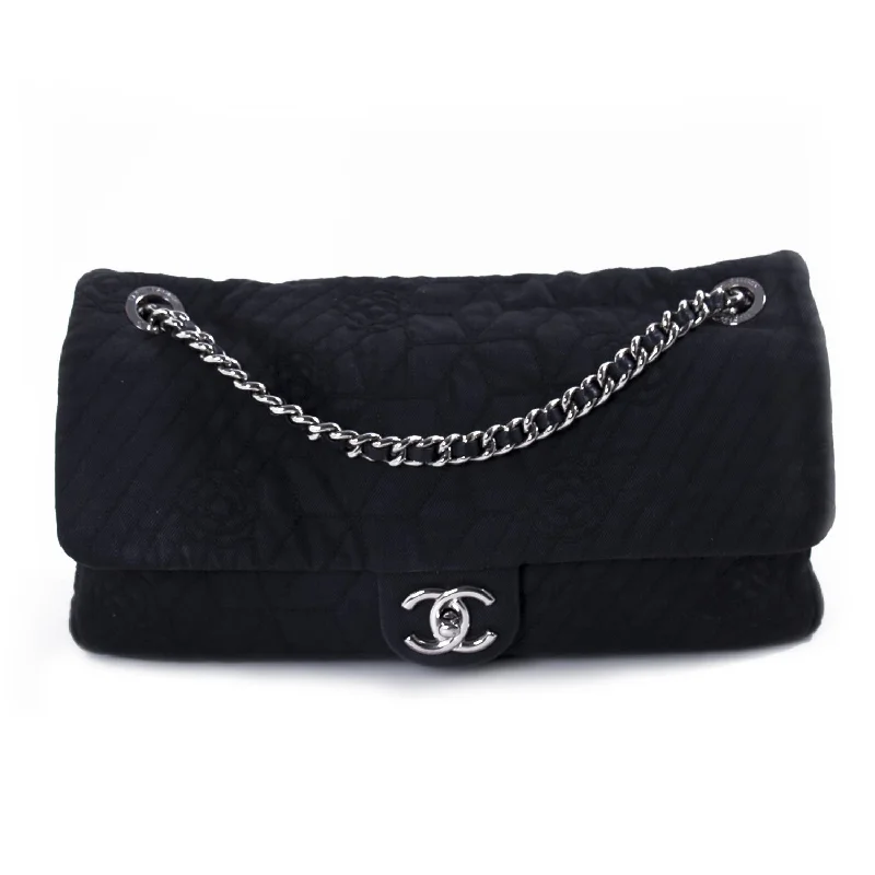 Chanel Stitched Camelia Jersey Flap Bag