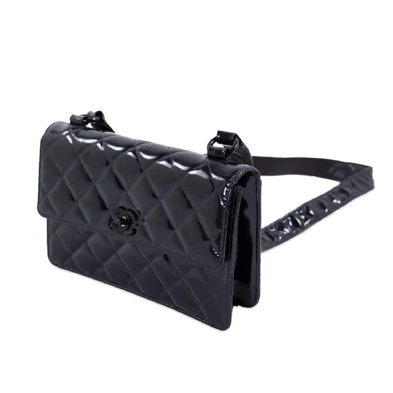 Chanel Vintage Quilted Patent Leather Flap Bag