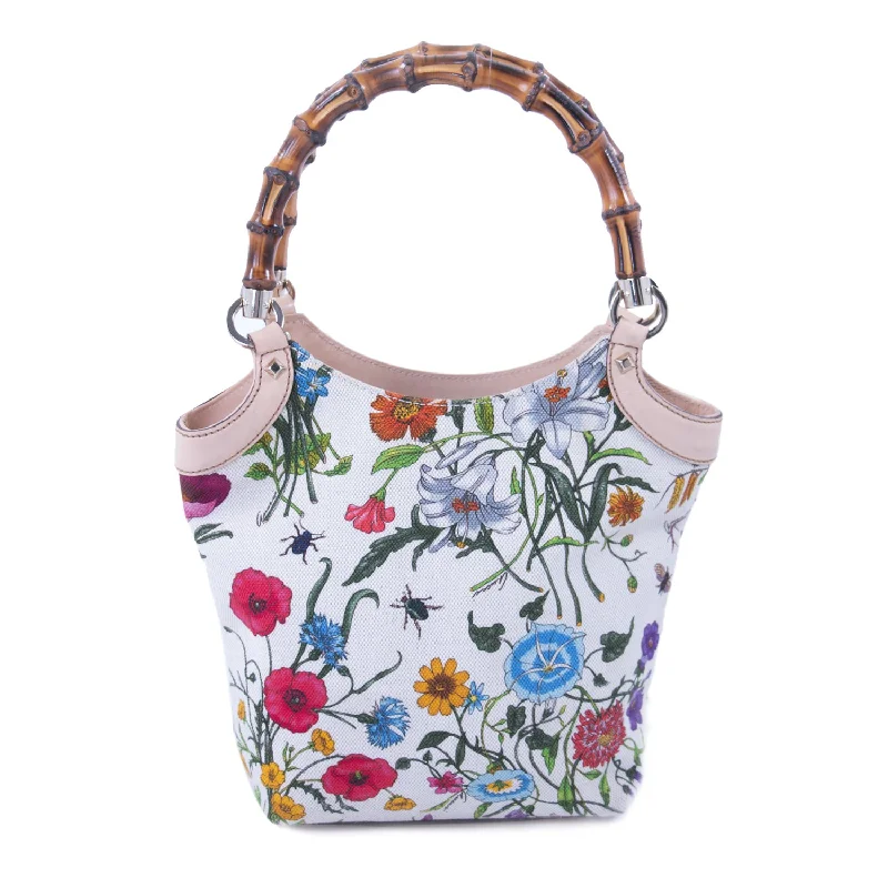 Gucci Floral Bamboo Bucket Bag