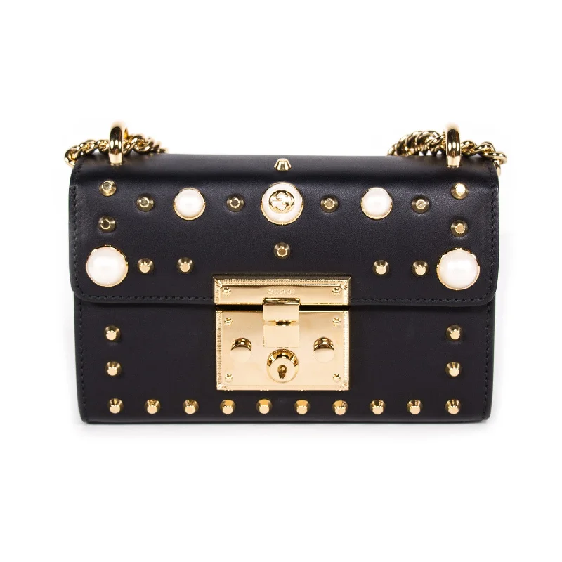 Gucci Padlock Studded Leather Shoulder Bag