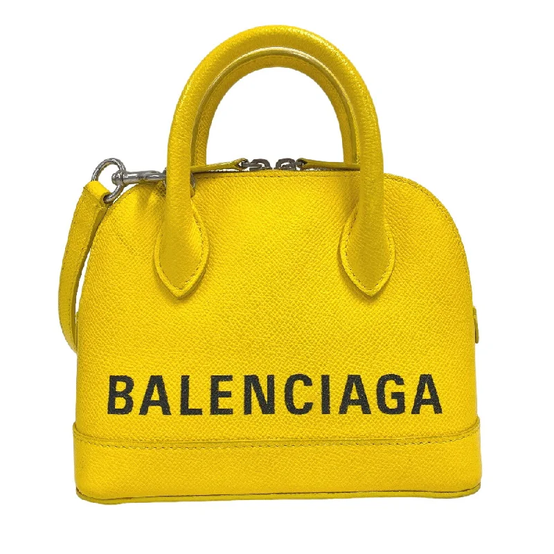 BALENCIAGA Shoulder Bag 550646 leather yellow 2WAY handbag Building Top Handle XXS Women