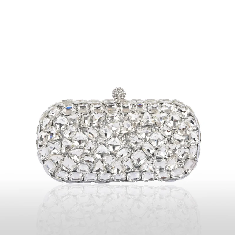 Glamorous Silver Embellished Clutch | C1004S