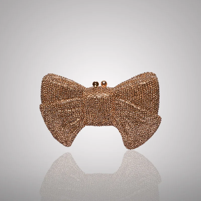 Stylish Gold Bow Swarovski Crystal Clutch | C942