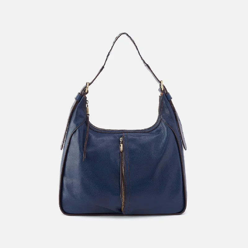 Bellamy Front Zip Hobo in Artisan Leather - Navy