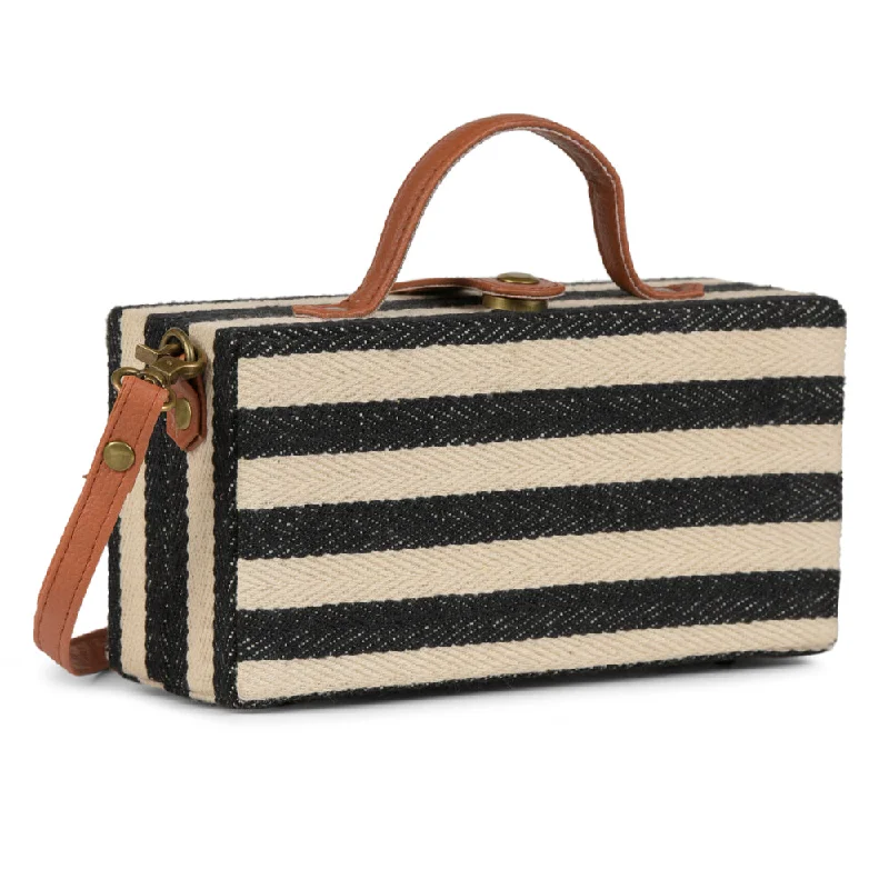 Black and White Stripes Clutch Bag for women