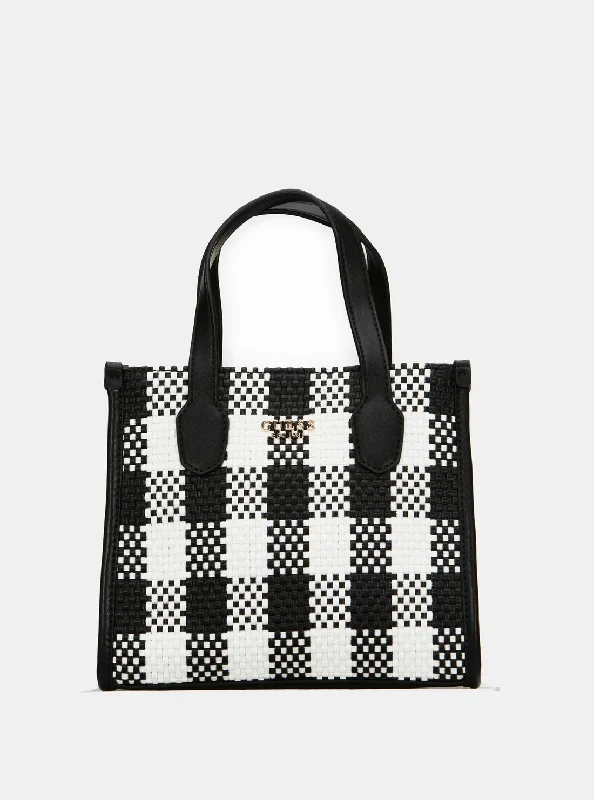 Black White Silvana Mini Tote Bag