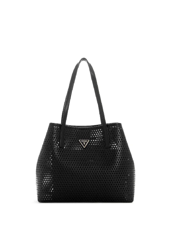 Black Woven Vikky Tote Bag