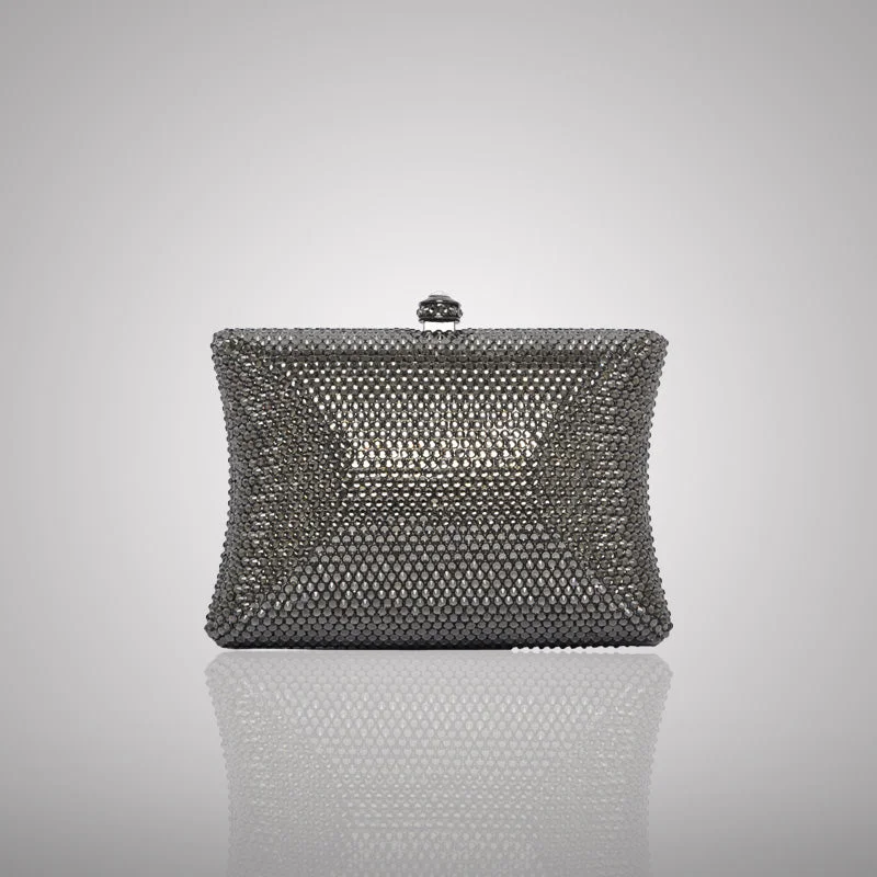 Elegant Dark Rectangular Swarovski Clutch | C830