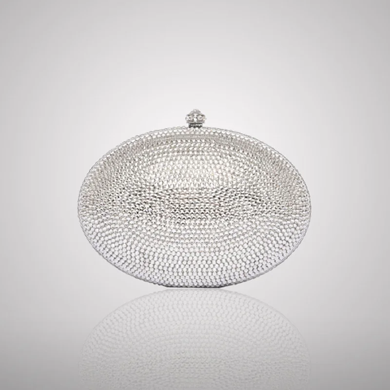 Silver Oval Swarovski Clutch | C831