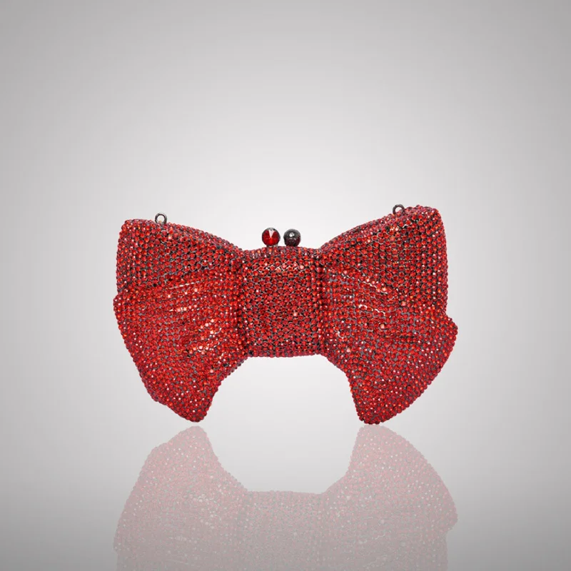 Bold Red Bow Swarovski Crystal Clutch | C942