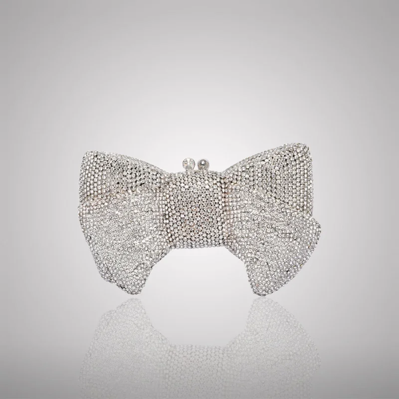 Stunning White Bow Swarovski Crystal Clutch | C942