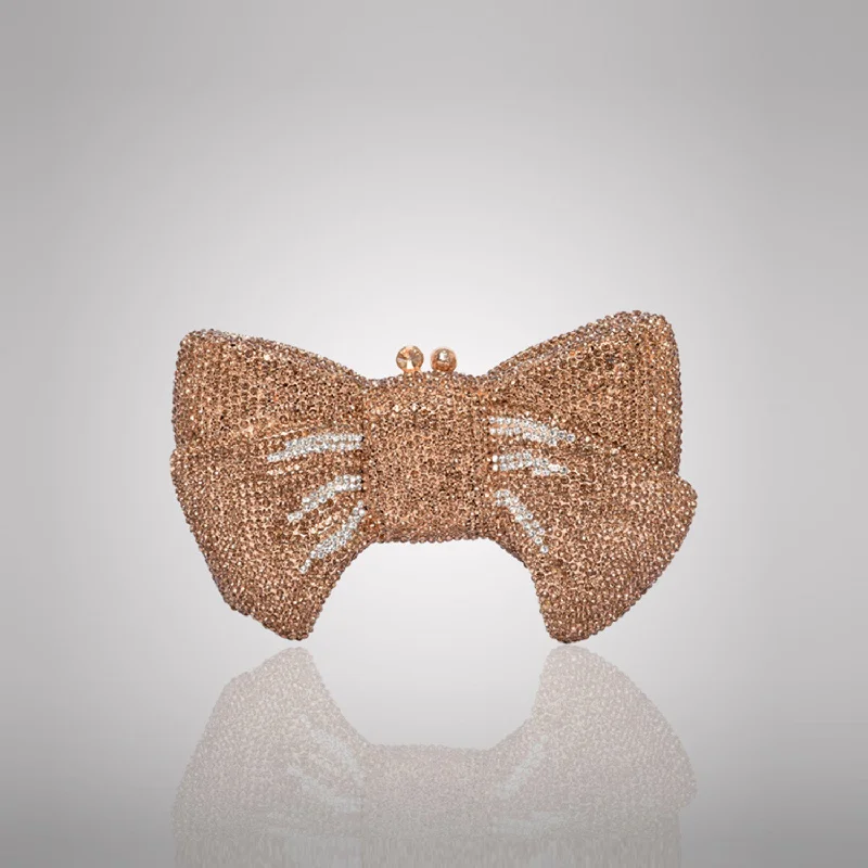 Chic Bronze Bow Swarovski Crystal Clutch | C942