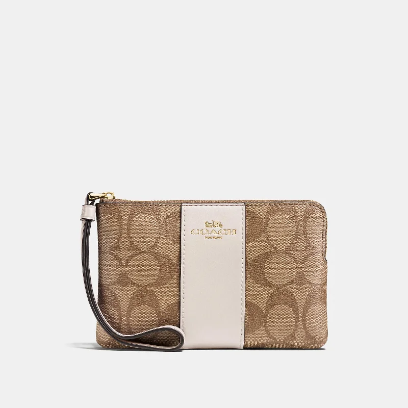 Coach Outlet Corner Zip Wristlet In Signature Canvas