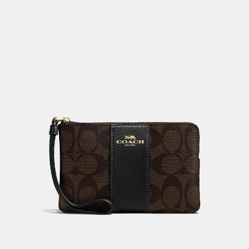 Coach Outlet Corner Zip Wristlet In Signature Canvas