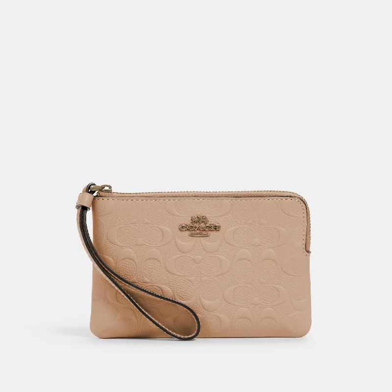 COACH Corner Zip Wristlet In Signature Leather