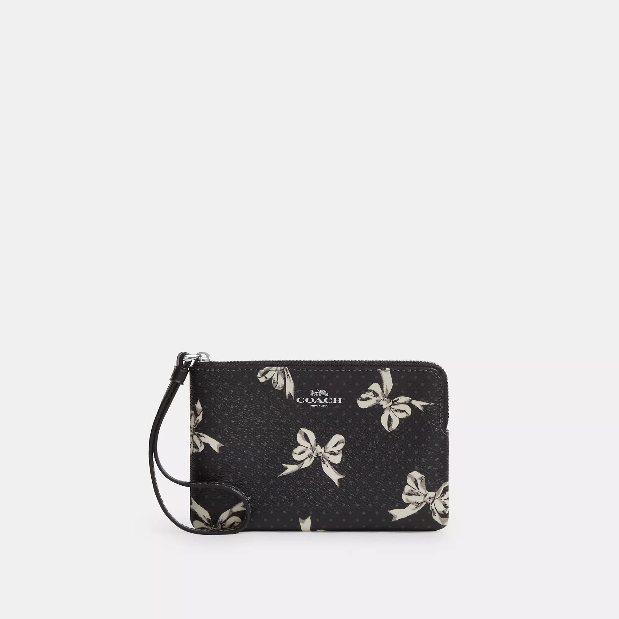 Coach Outlet Corner Zip Wristlet With Bow Print