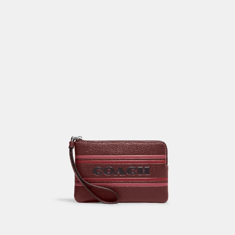 Coach Outlet Corner Zip Wristlet With Coach Stripe