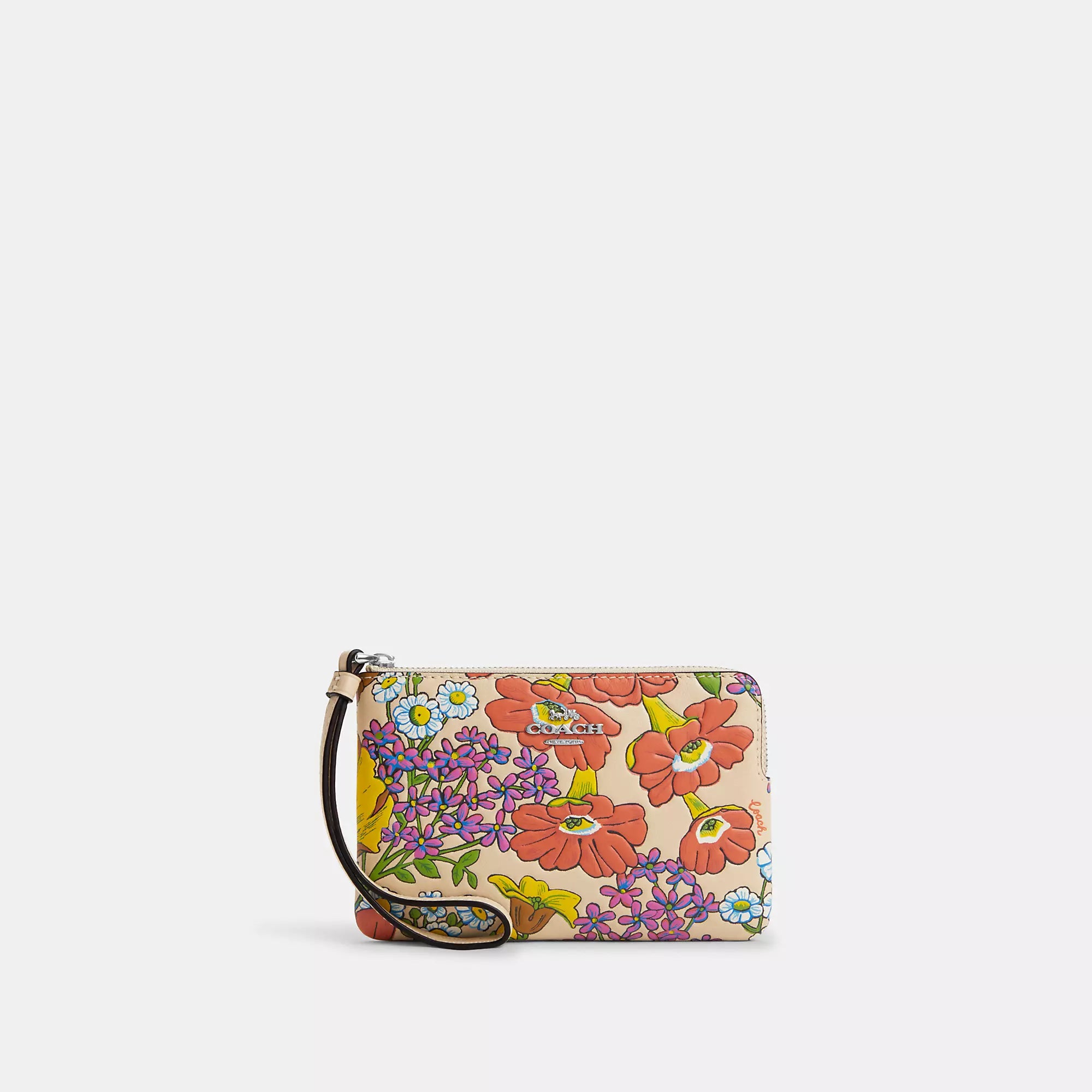 Coach Outlet Corner Zip Wristlet With Floral Print