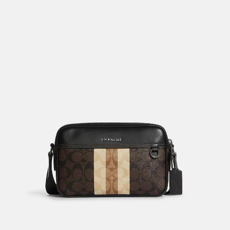 Coach Outlet Graham Crossbody In Blocked Signature Canvas With Varsity Stripe