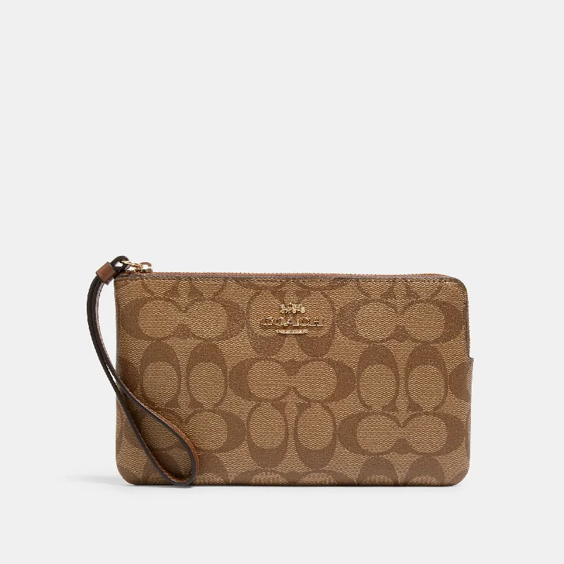 Coach Outlet Large Corner Zip Wristlet In Signature Canvas