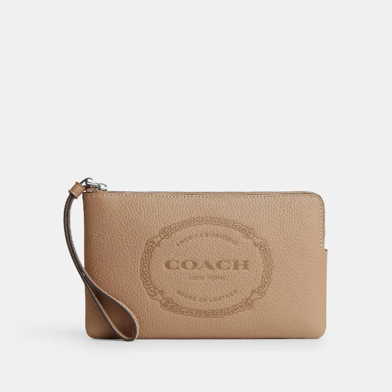 Coach Outlet Large Corner Zip Wristlet With Coach Heritage