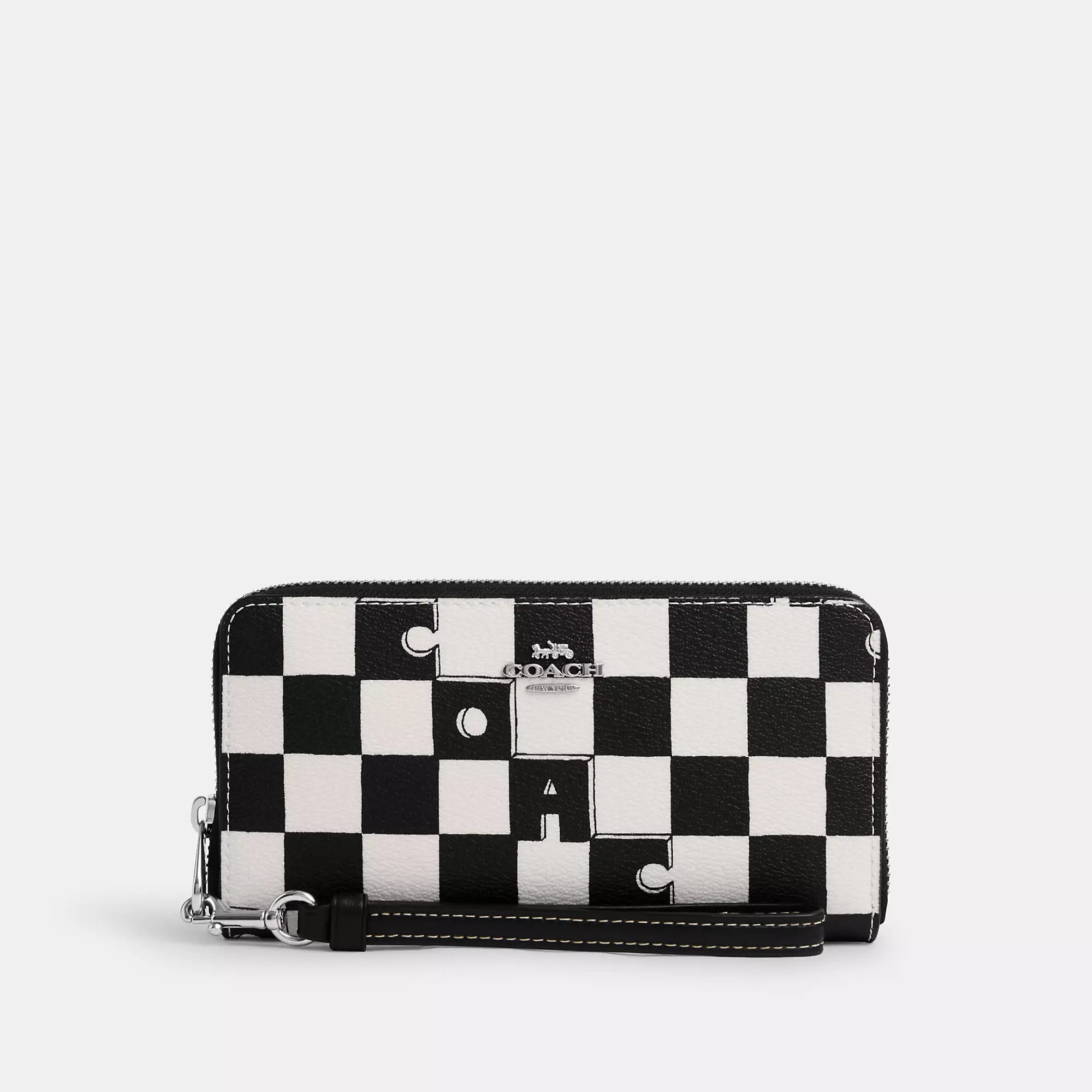 Coach Outlet Long Zip Around Wallet With Checkerboard Print