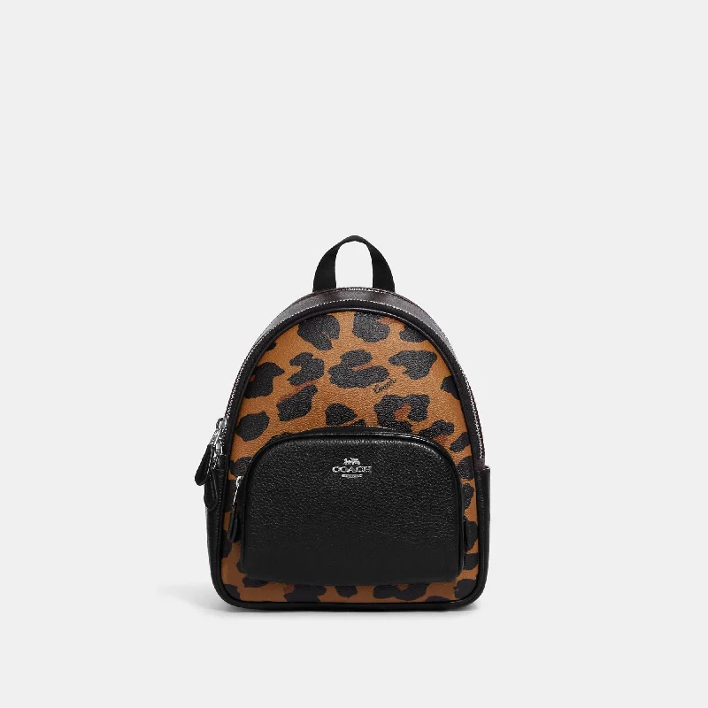 Coach Outlet Mini Court Backpack In Signature Canvas With Leopard Print