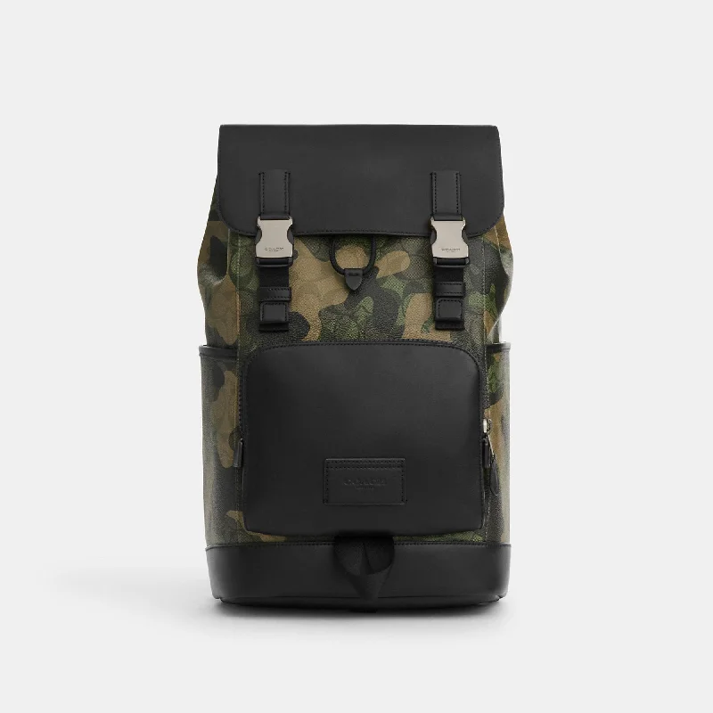 Coach Outlet Track Backpack In Signature Canvas With Camo Print