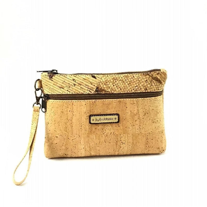 Cork Clutch Bag Vegan Purse with Wristlet Chetoci in Natural Mix