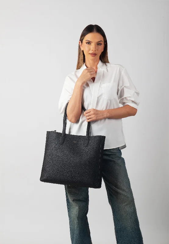 Evelyn Genuine Leather Handbag (Black)