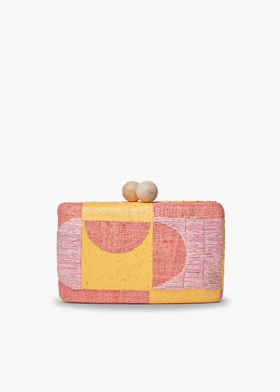 Faye Embroidered Straw Clutch Bag