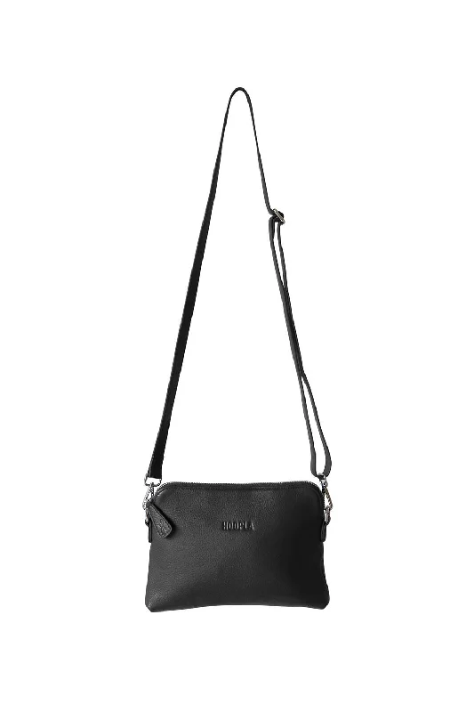 HOOPLA LEATHER MINI CROSSBODY SLOUCH/CLUTCH BLACK