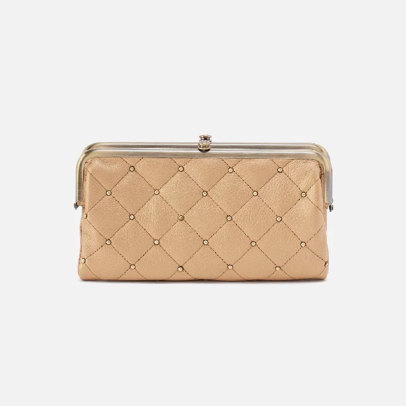 Lauren Clutch-Wallet In Pebbled Metallic Leather - Dusty Gold