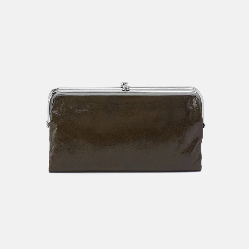 Lauren Clutch-Wallet In Polished Leather - Deep Moss