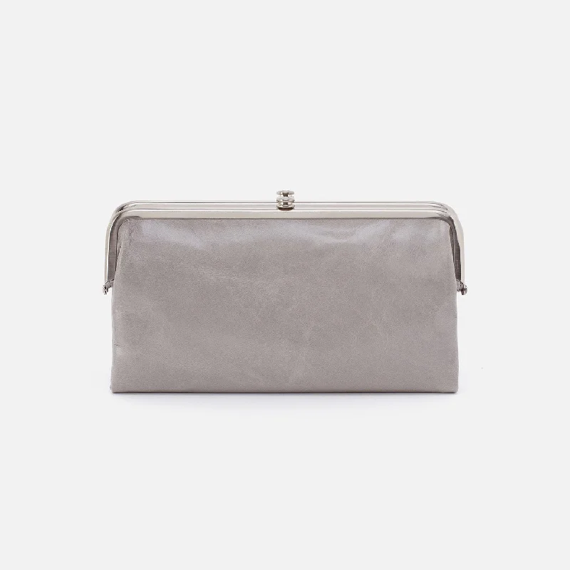 Lauren Clutch-Wallet In Polished Leather - Light Grey