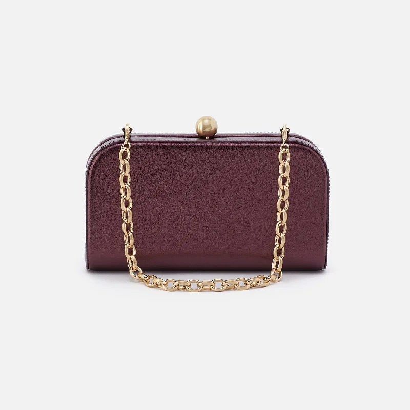 Lauren Minaudiere In Metallic Leather - Frosted Plum