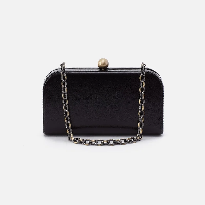 Lauren Minaudiere In Polished Leather - Black