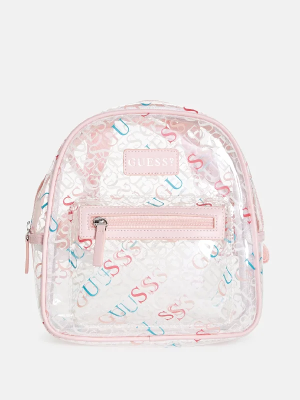 Logo Print Clear Plastic Backpack