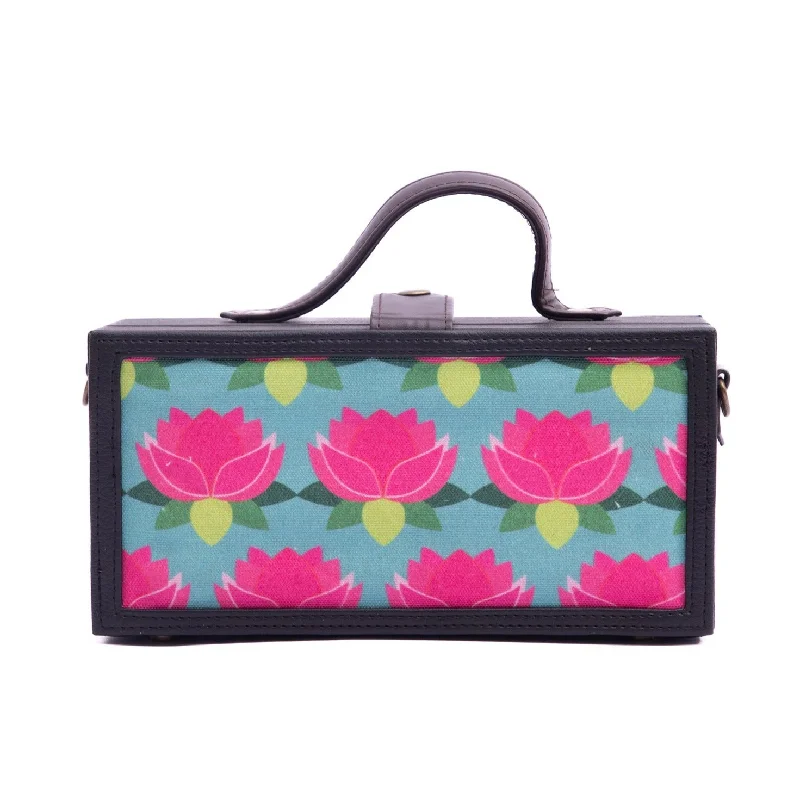 Lotus printed clutch bag