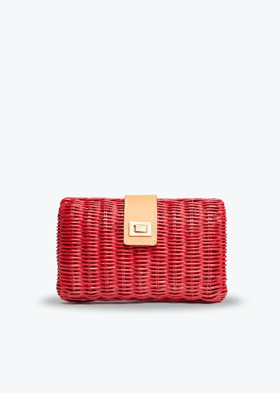 Lou Wicker Straw Clutch Bag