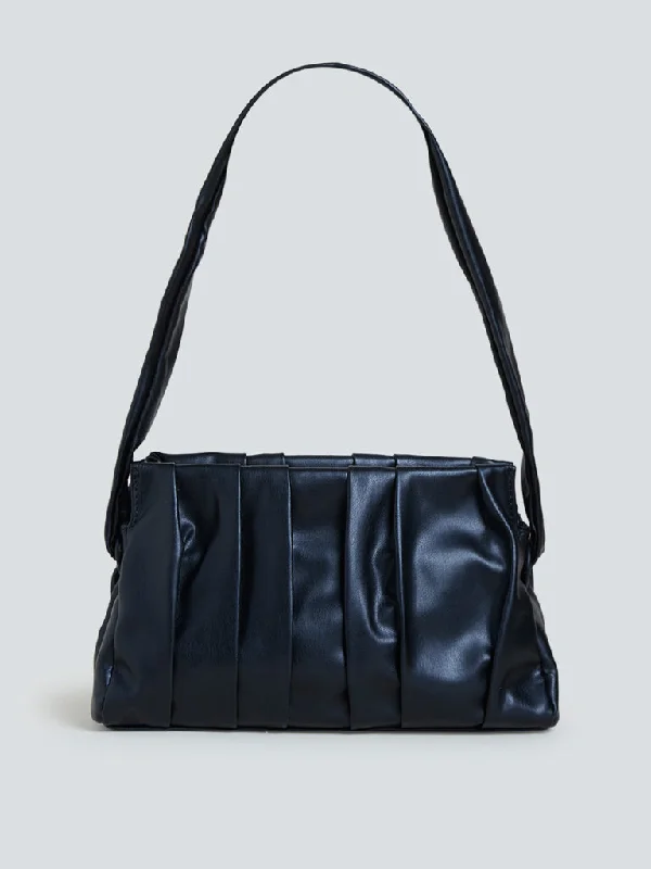 LOV Black Pleated Shoulder Bag