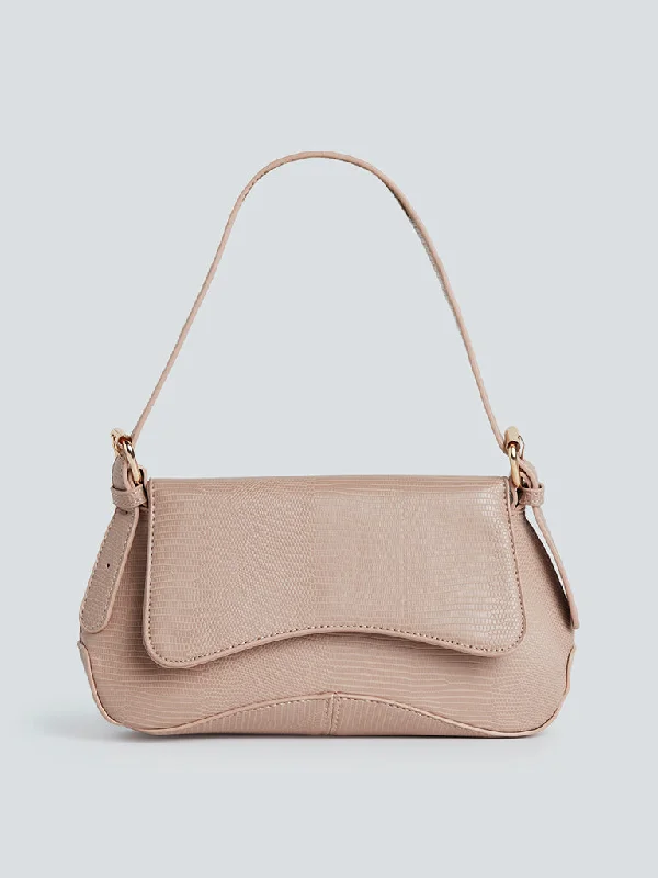 LOV Dusty Pink Crocodile Pattern Sling Bag