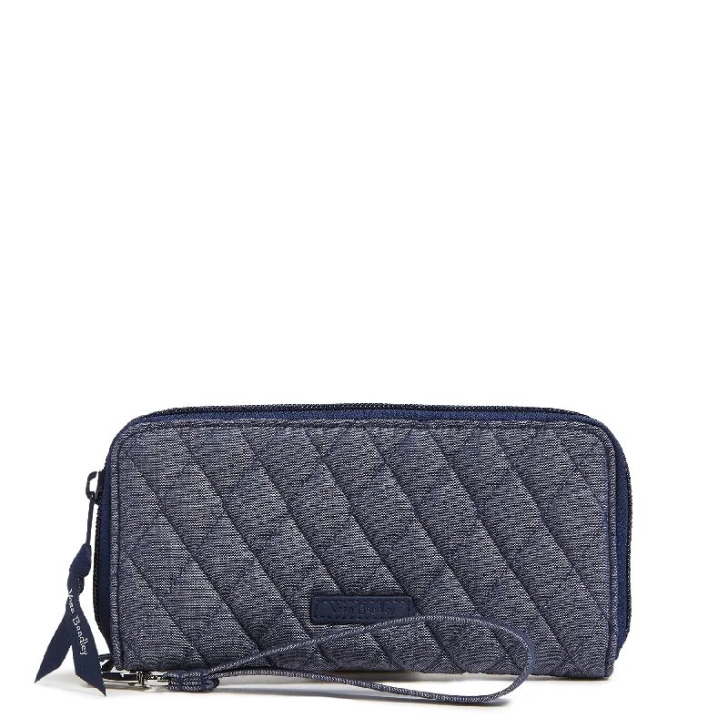 Outlet Denim Accordion Wristlet