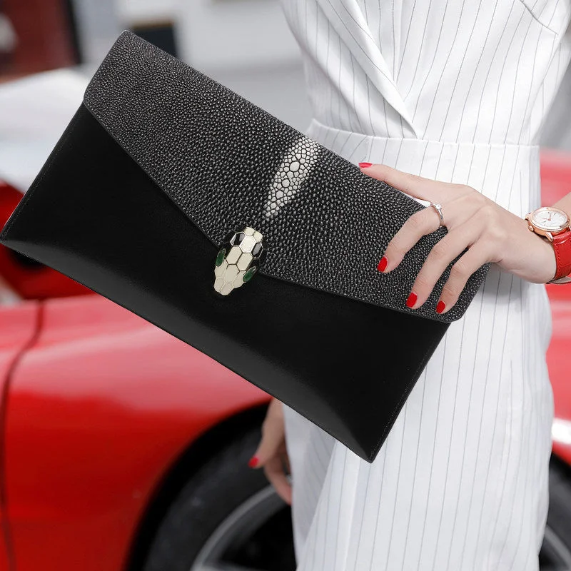 Pebbled Flap Clutch Bag